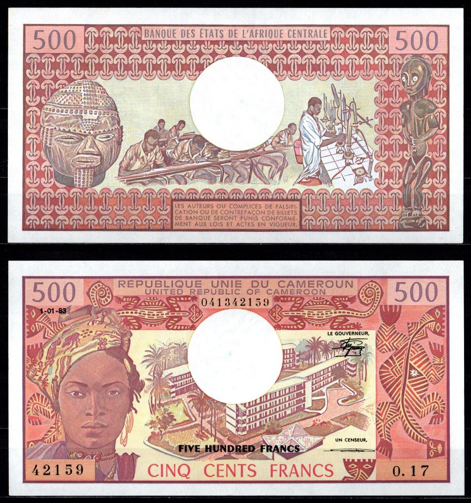 Камерун 500 франков 1983 Pick 15 d бумага aUNC 7214-25-3-2