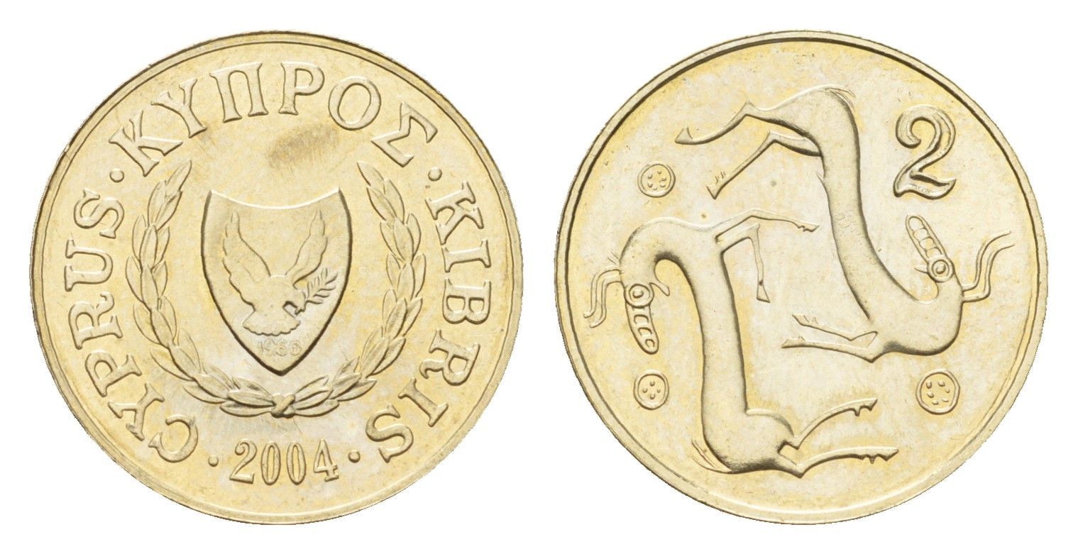 Кипр 2 цента 2004 KM 54.3 никель латунь UNC 4685-632