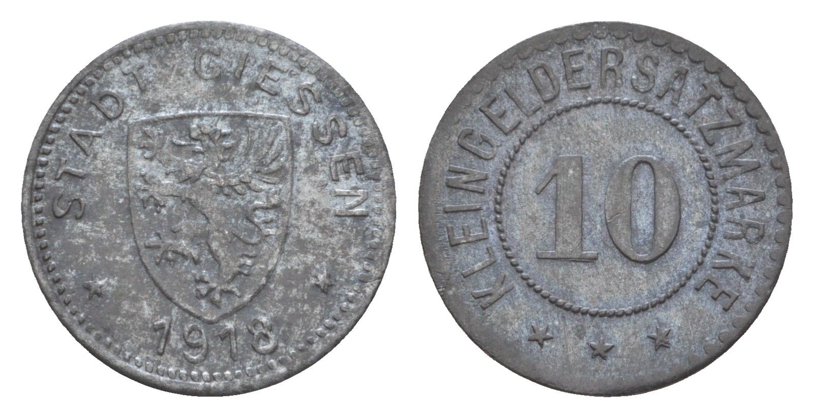 Гисен 10 пфеннигов 1918 Funck 159.1, Men05 9009.1, Men18 11265.1 цинк 4659-322