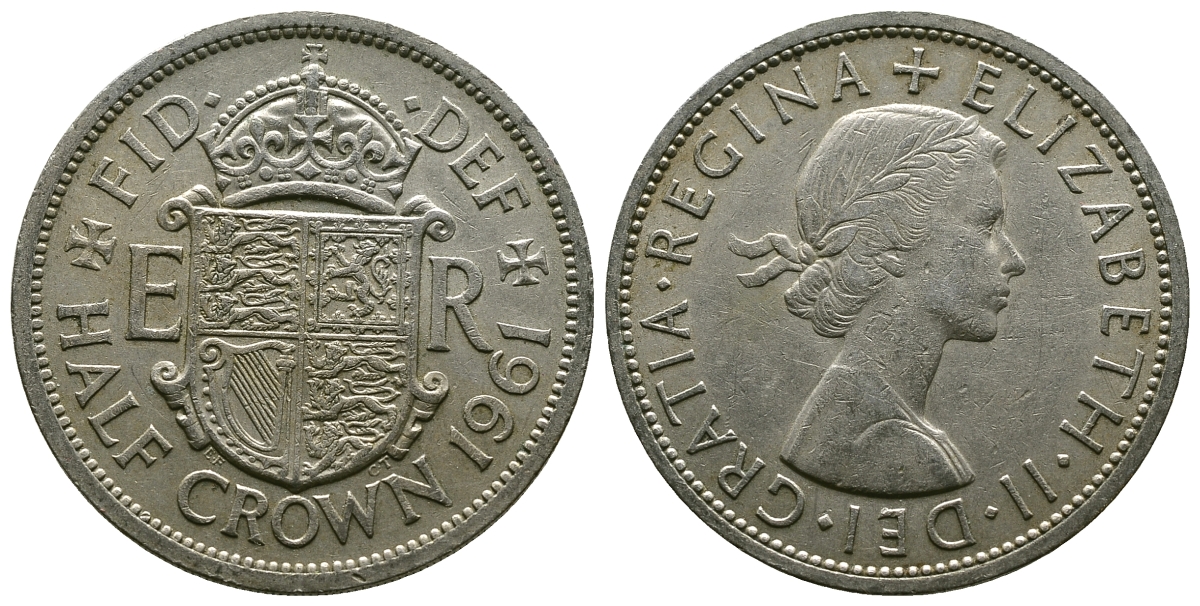 Великобритания 1/2 кроны 1961 Елизавета II (1952-2022) KM 907, Spink 4145 медно-никель 4381-346
