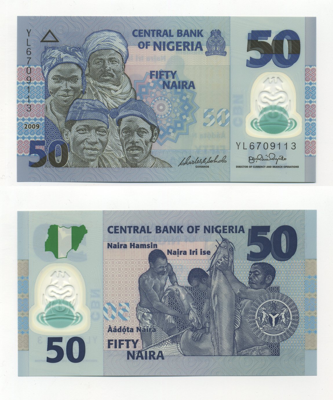 Нигерия 50 найра 2009 жители Нигерии Pick 40 a(1) пластик UNC (пресс) 6283-42-3