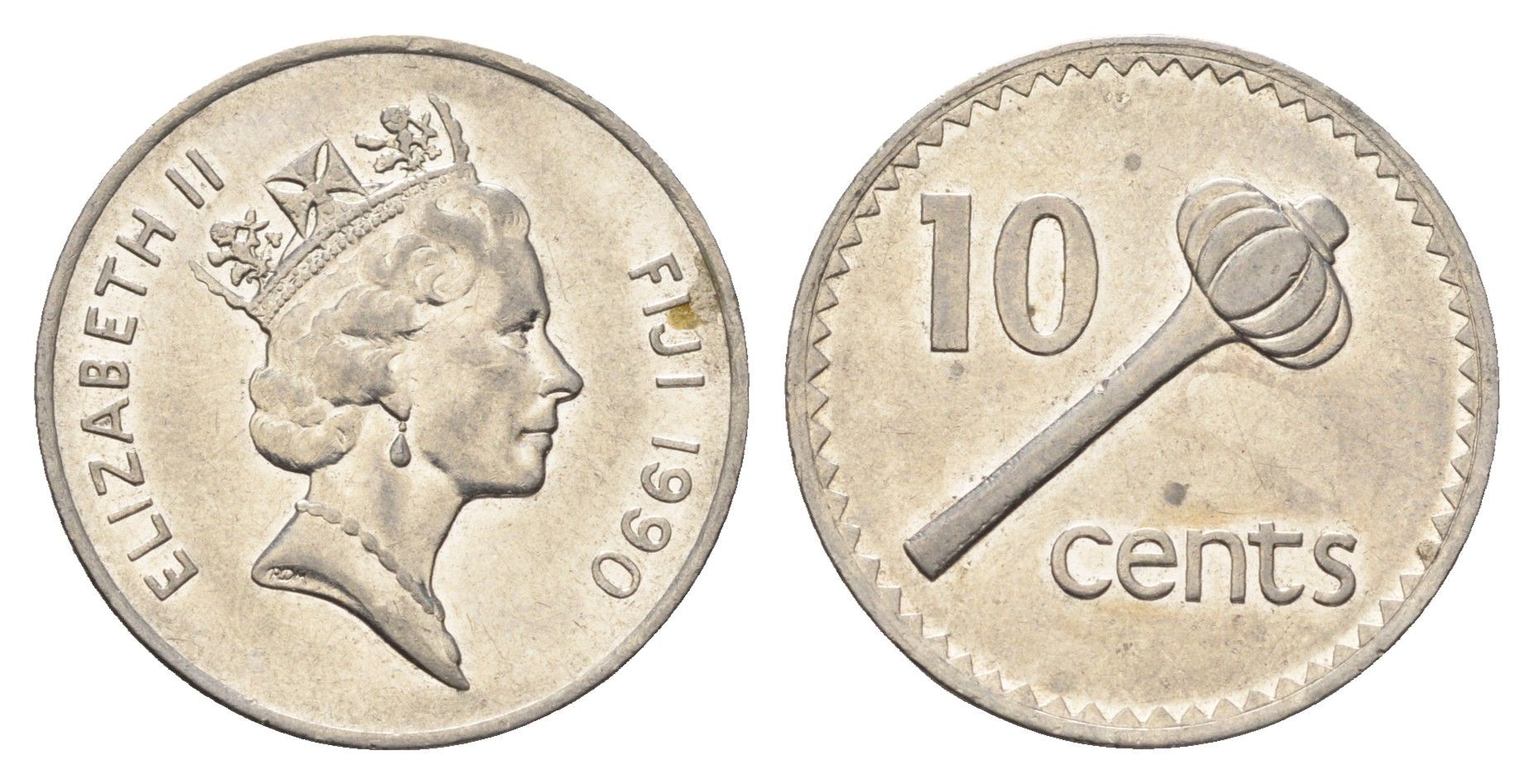 Фиджи 10 центов 1990 KM 52a сталь плакированная никелем UNC 4666-532