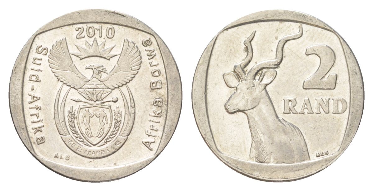 ЮАР 2 ранда 2010 KM 498 медь плакированная никелем 4628-254