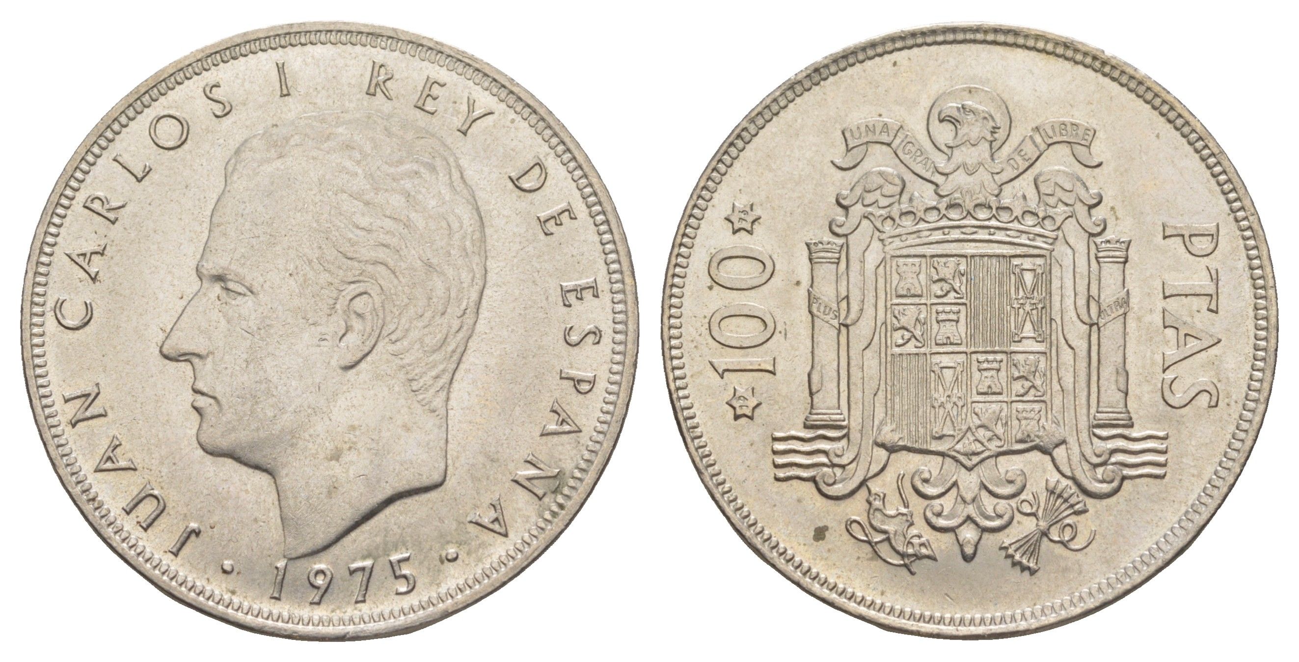 Испания 100 песет 1975 (76) M, Хуан Карлос I (1975-2014) KM 810 медно-никель UNC 4645-825