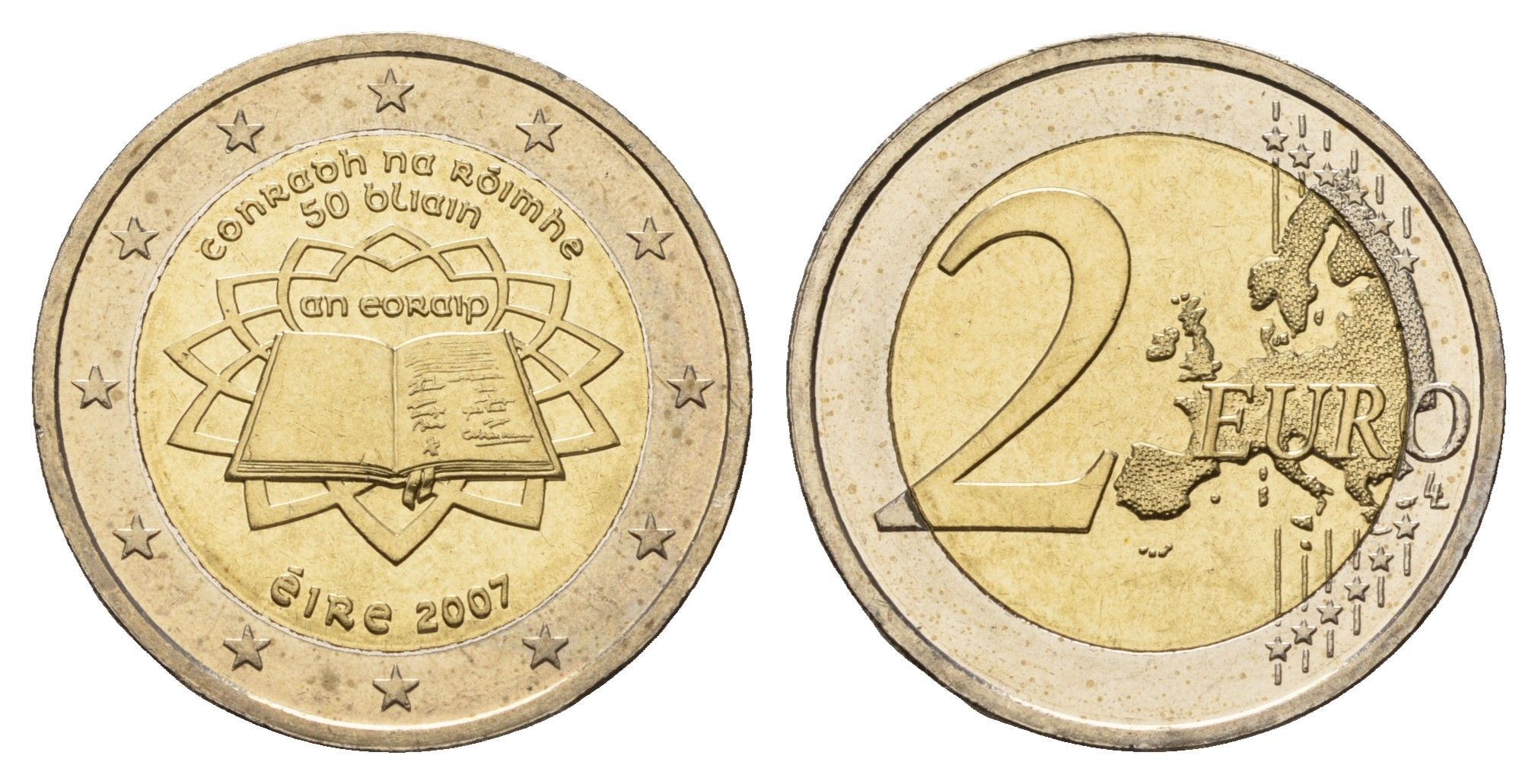 Ирландия 2 евро 2007 50 лет подписанию Римского договора KM 53 биметалл UNC 1083-3-74