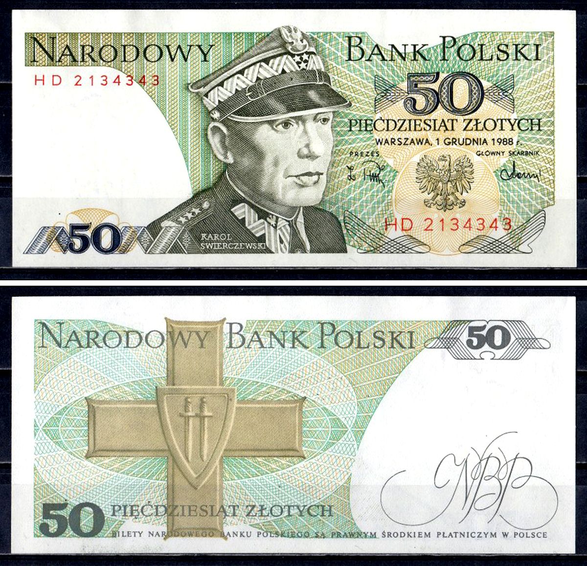 Польша 50 злотых 1988 Pick 142 c бумага UNC (пресс) 6312-1-3-2