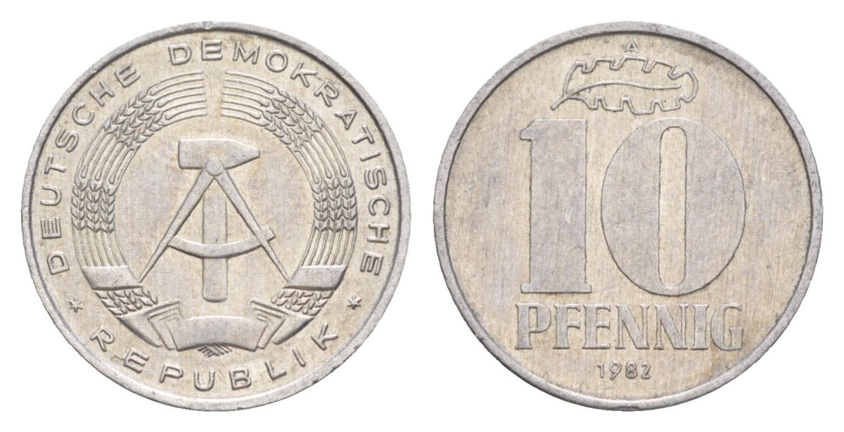 ГДР 10 пфеннигов 1982 A KM 10 алюминий 4630-811