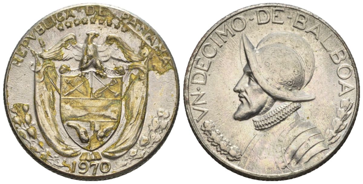 Панама 1/10 бальбоа 1970  KM 10 медь плакированная медно-никелем  aUNC  4609-917