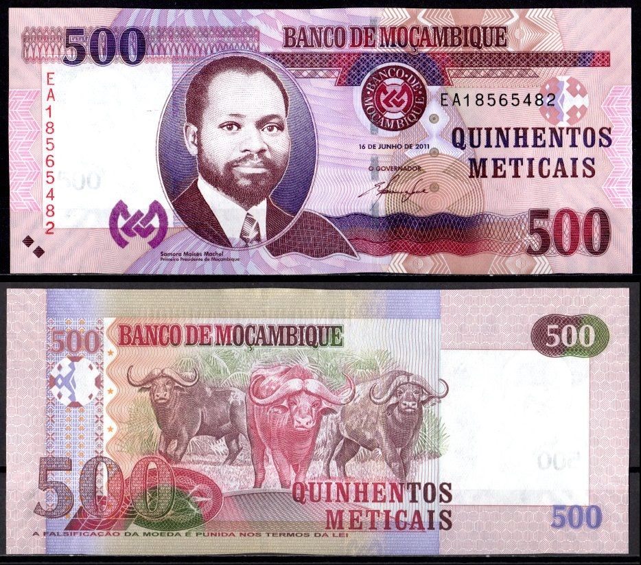 Мозамбик 500 метикай (метикал) 2011 Самора Моисес Машел Pick 153 a бумага UNC (пресс) 451-1114-3
