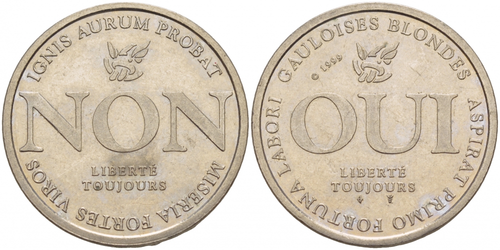 ФРАНЦИЯ ЖЕТОН 1999 НЕТ, ДА белый металл 4544-856