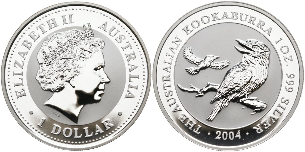 Австралия 1 доллар 2004 Кукабара KM 683 серебро PROOF 02-039-11