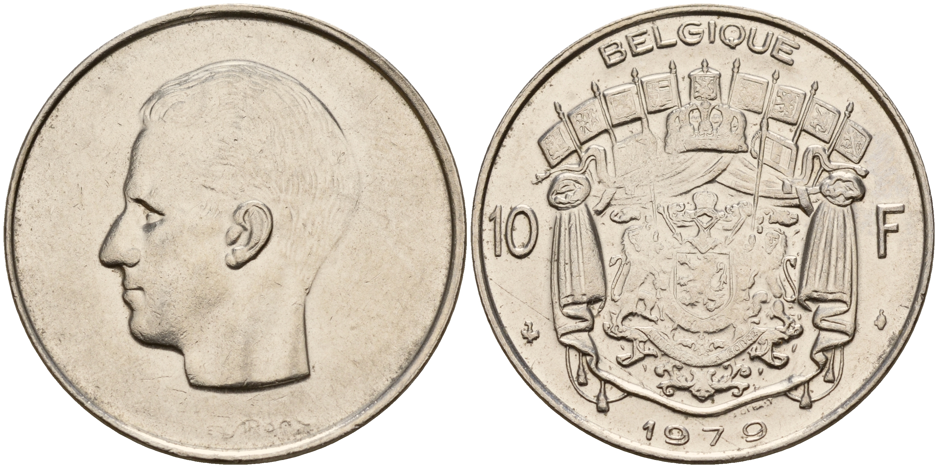 Бельгия 10 франков 1979 Belgique, Бодуэн I (1951-1993) KM 155.1 никель 4187-514