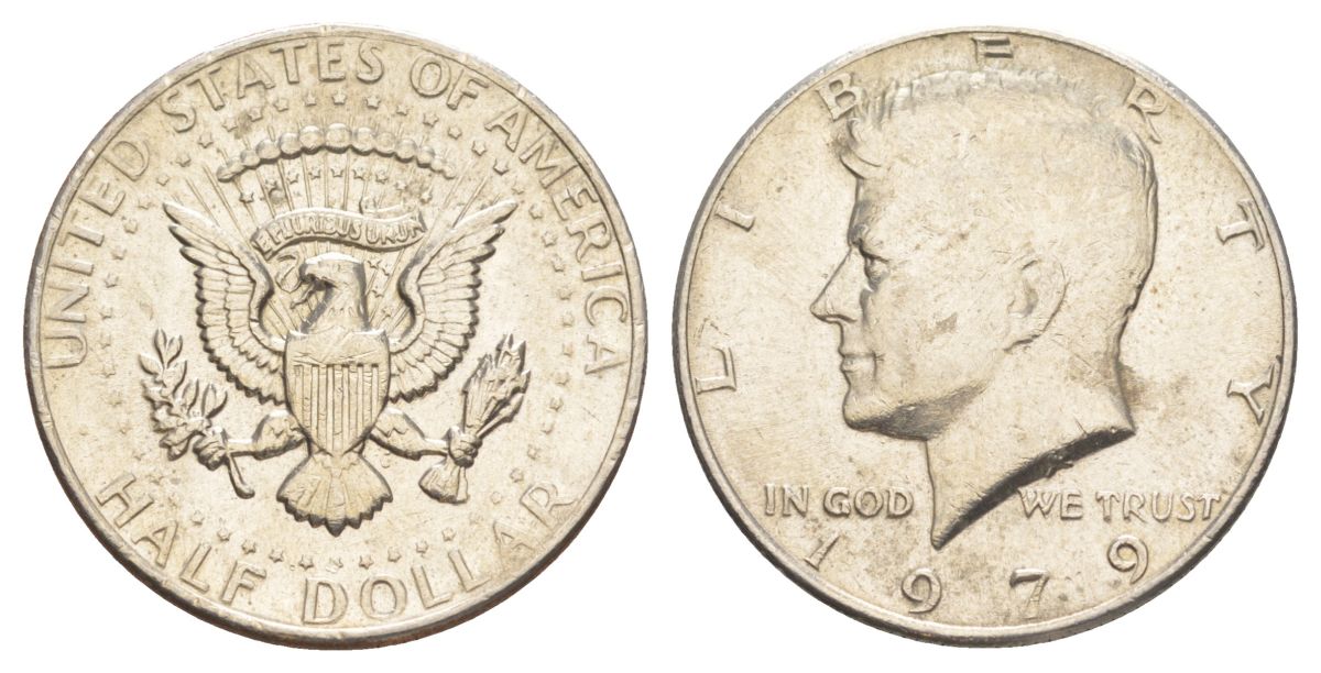 США 1/2 доллара (50 центов) 1979 Джон Кеннеди KM A202b медь плакированная медно-никелем aUNC 4536-1225