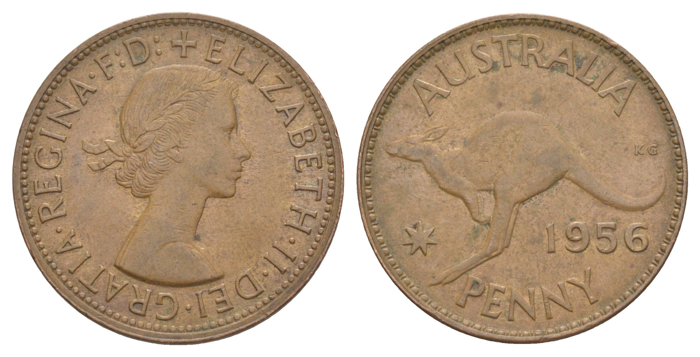 Австралия 1 пенни 1956 KM 56 бронза 4645-942