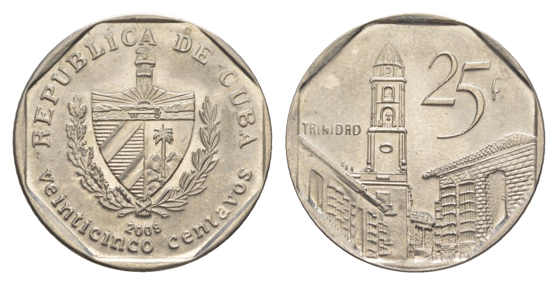 Куба 25 сентаво 2008 площадь в Тринидаде KM 577.2 сталь плакированная никелем UNC 4637-1116