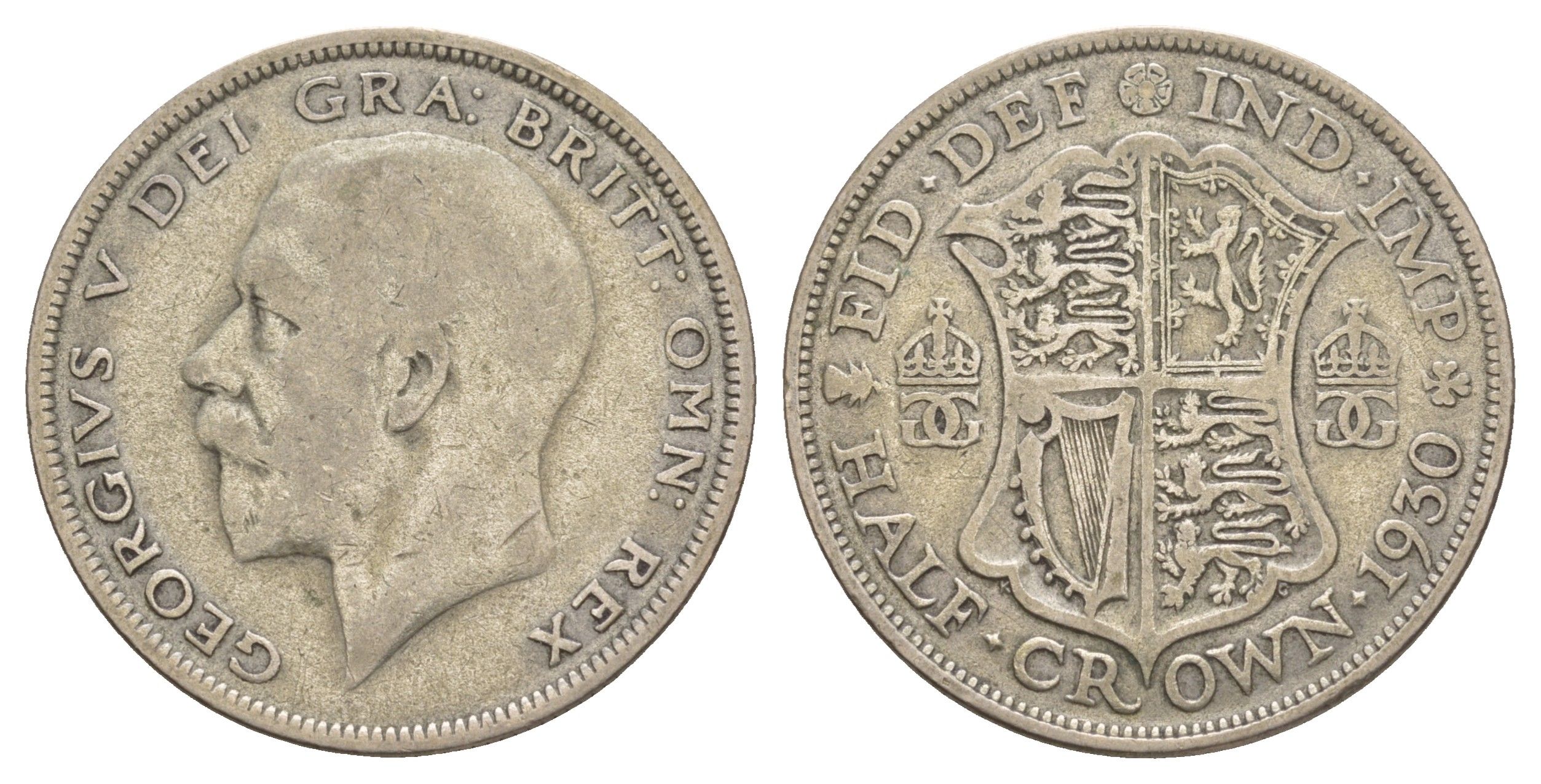 Великобритания 1/2 кроны 1930 Георг V (1910-1936), редкий год, тираж 809.500 экземпляров KM 835, Spink 4037 серебро 413-6544