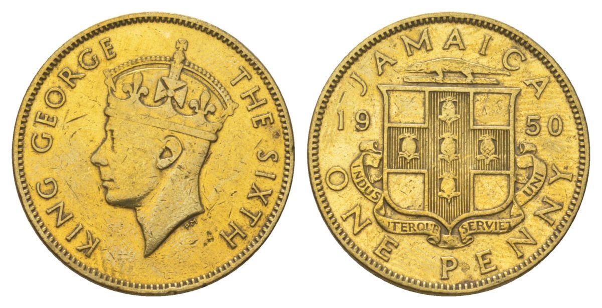 Ямайка 1 пенни 1950 KM 35 никель латунь 4628-556