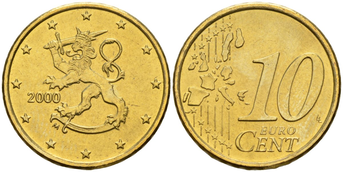 Финляндия 10 евроцентов 2000 KM 101 нордик UNC M57-04