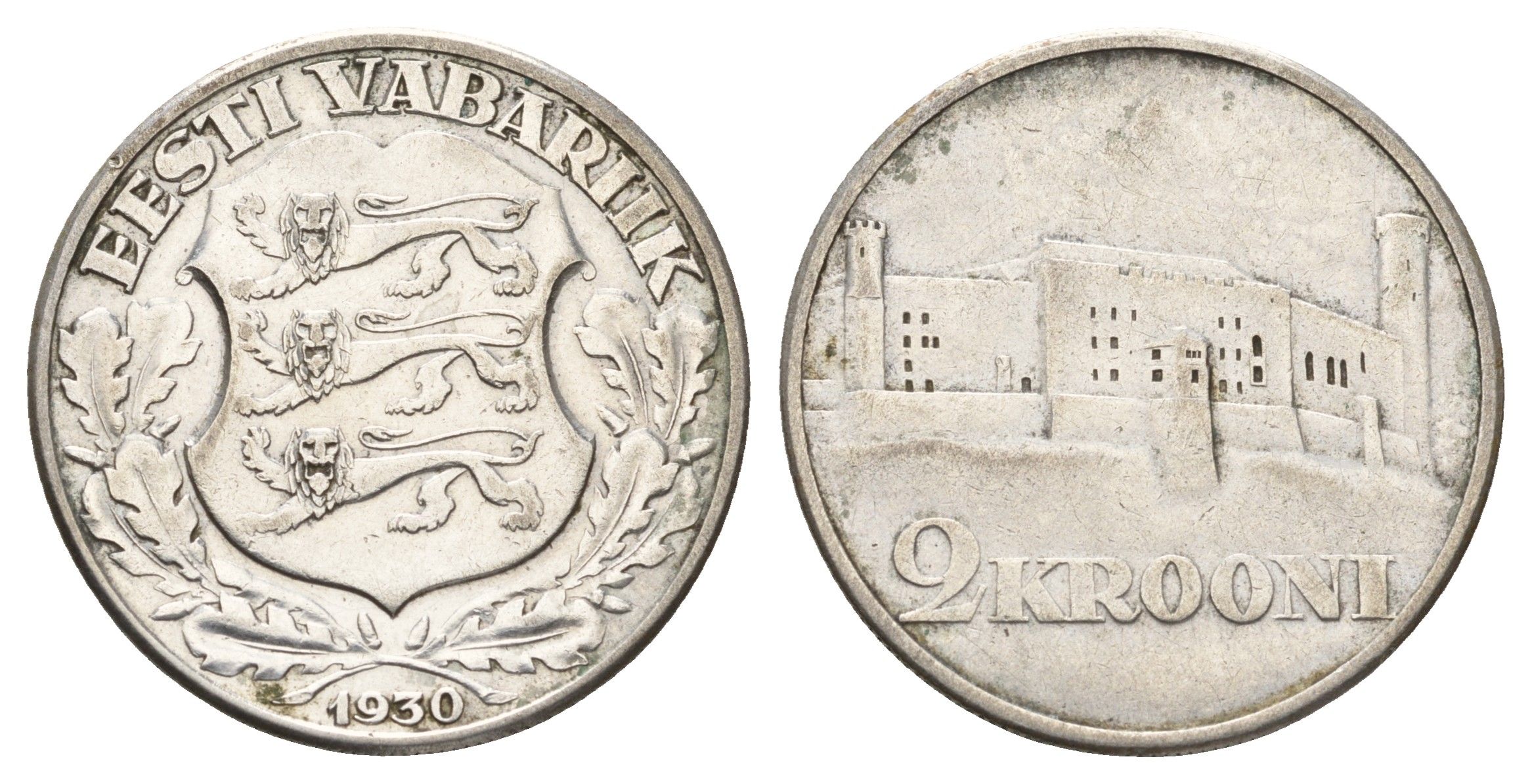 Эстония 2 кроны 1930 Замок Тоомпеа в Таллине KM 20 серебро 114-521