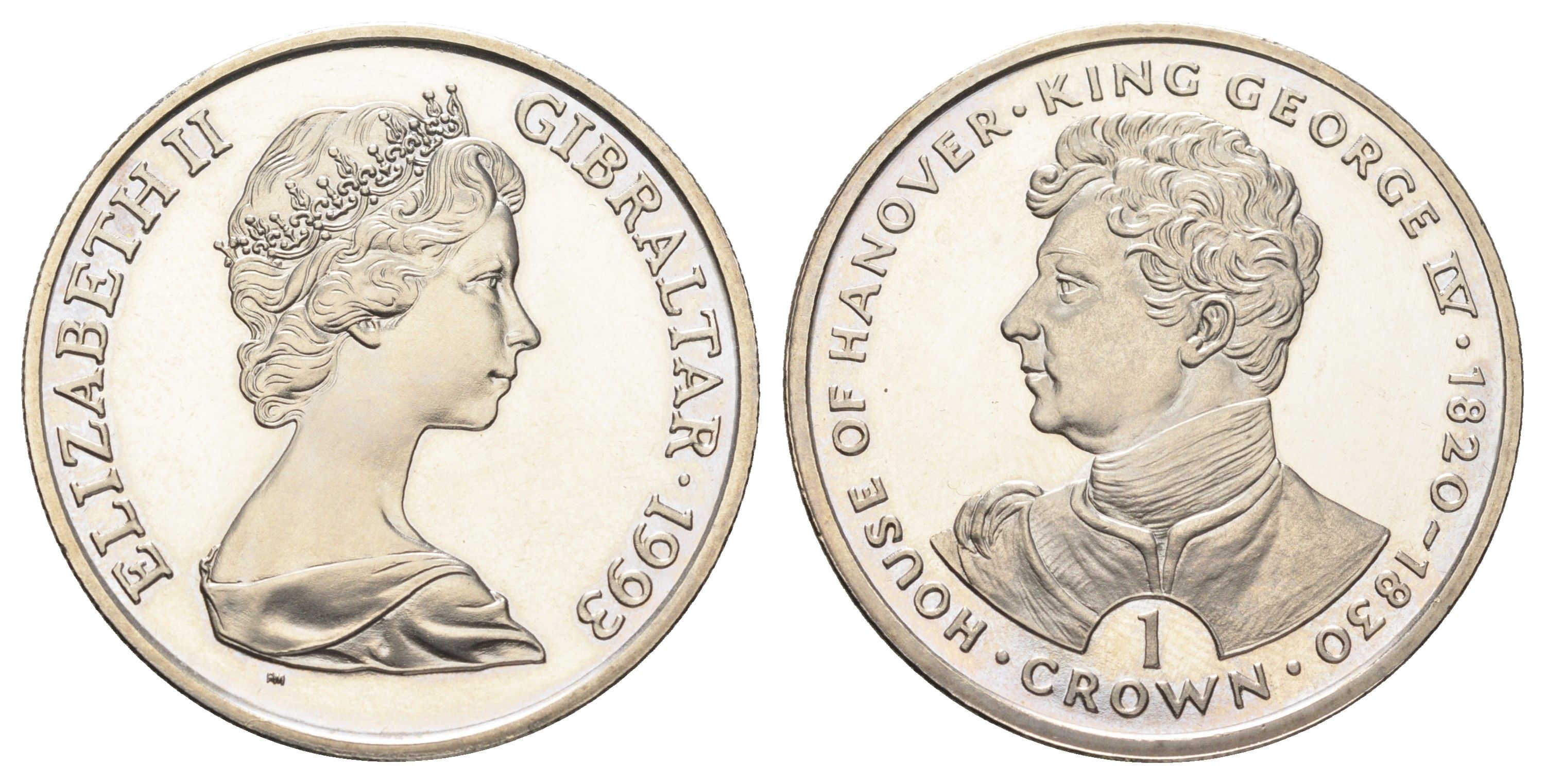 Гибралтар 1 крона 1993 Ганноверская династия - Король Георг IV KM 136 медно-никель BU 11-092-12