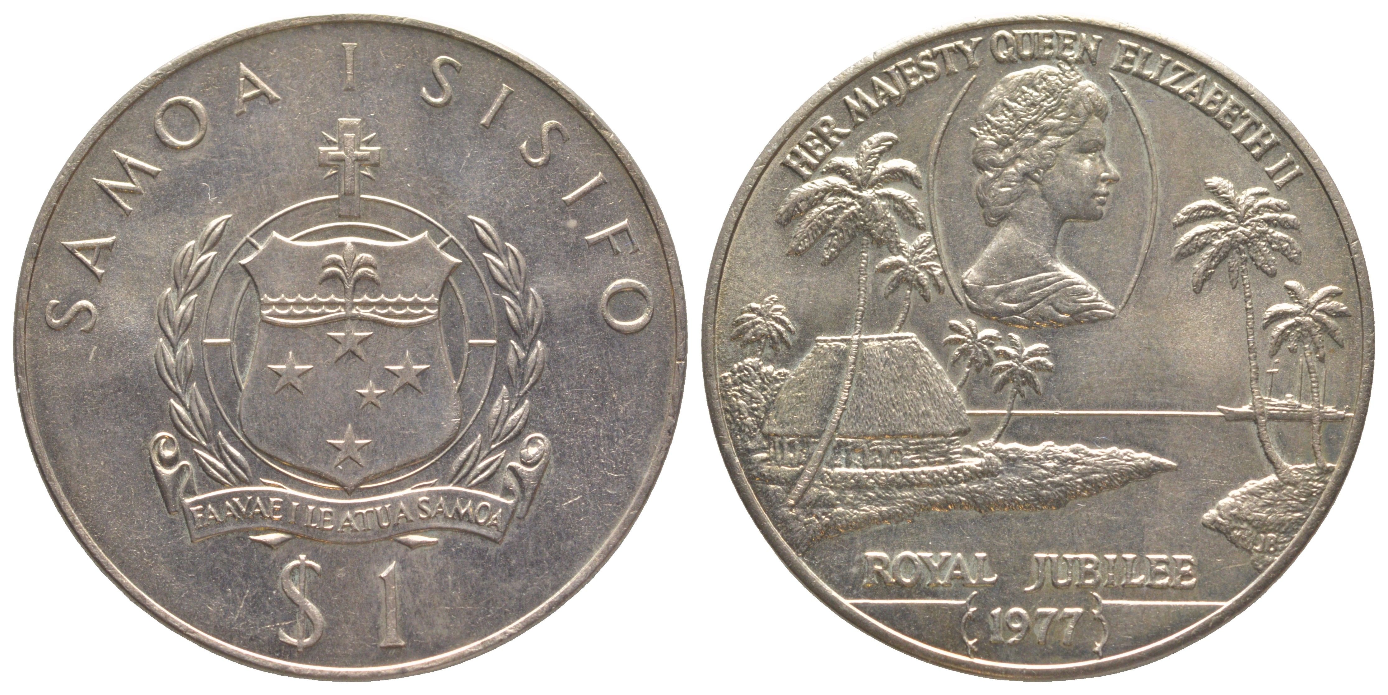 Самоа 1 тала 1977 25 лет правления Королевы Елизаветы II KM 24 медно-никель UNC 01-238-21