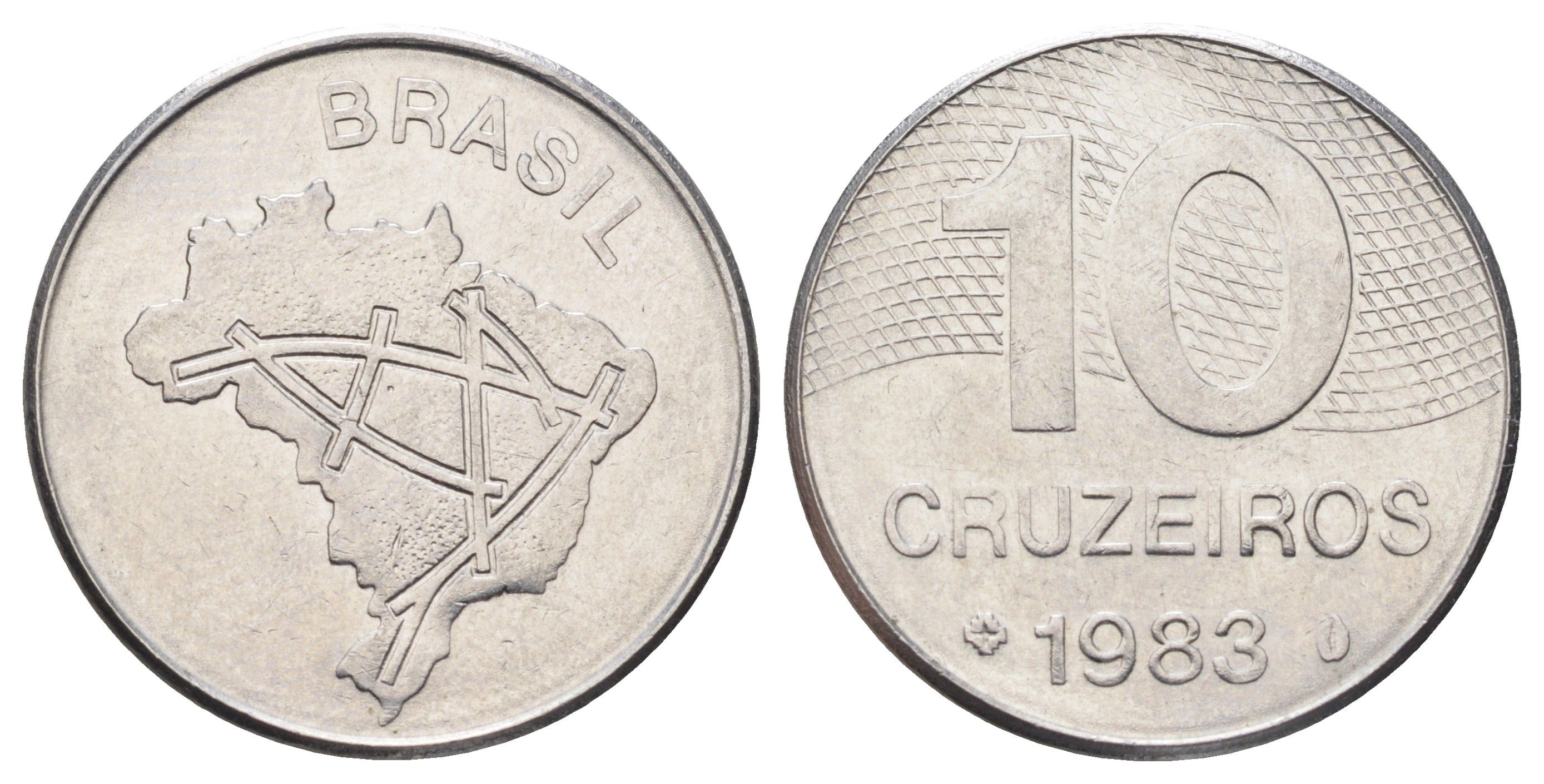 Бразилия 10 крузейро 1983 KM 592.1 нержавеющая сталь UNC 4646-952