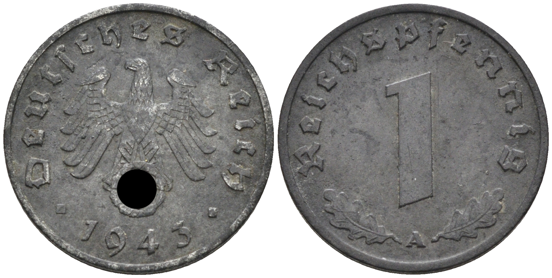 Германия 1 рейхспфенниг 1943 A KM 97, J.369 цинк 4594-846