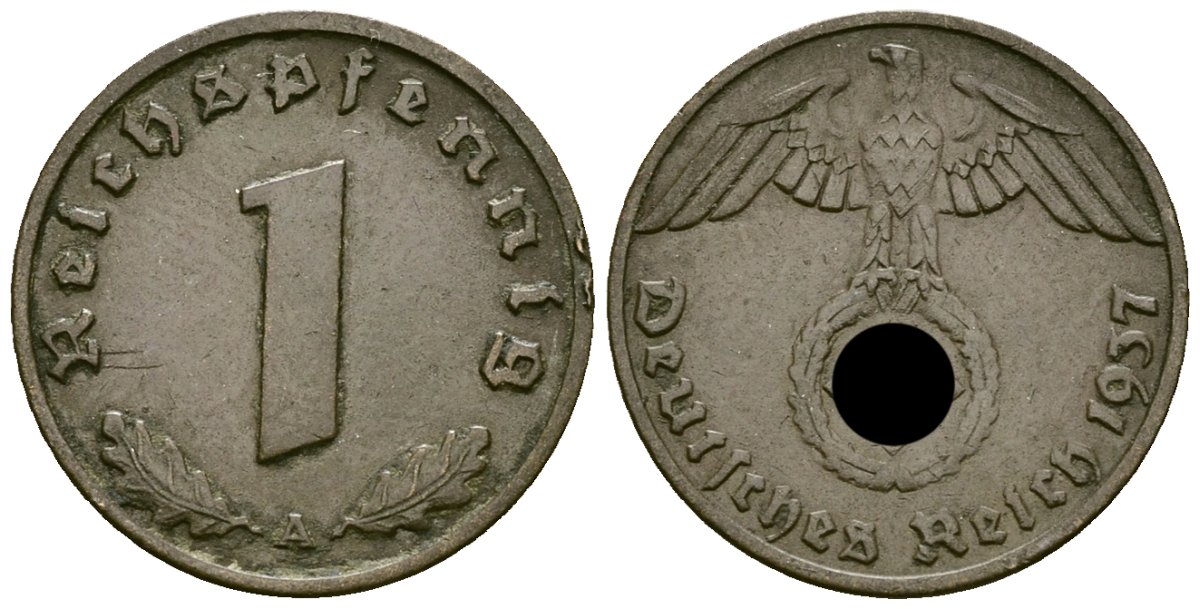 Германия 1 рейхспфенниг 1937 A KM 89 бронза 4173-1111