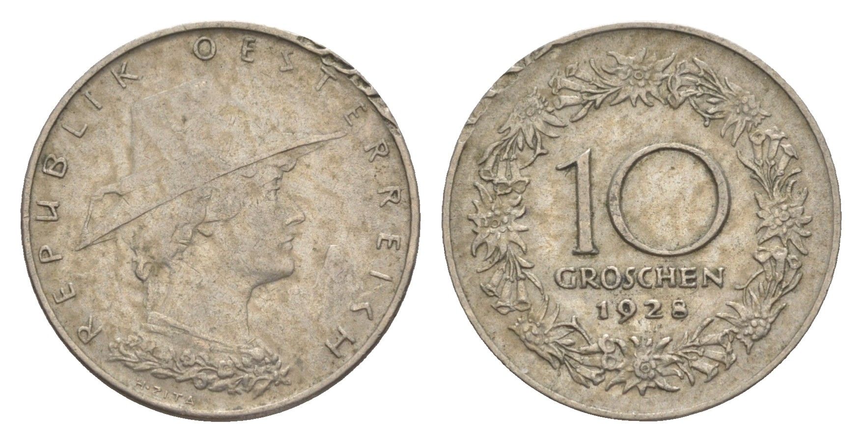 Австрия 10 грошей 1928 KM 2838 медно-никель 4576-664