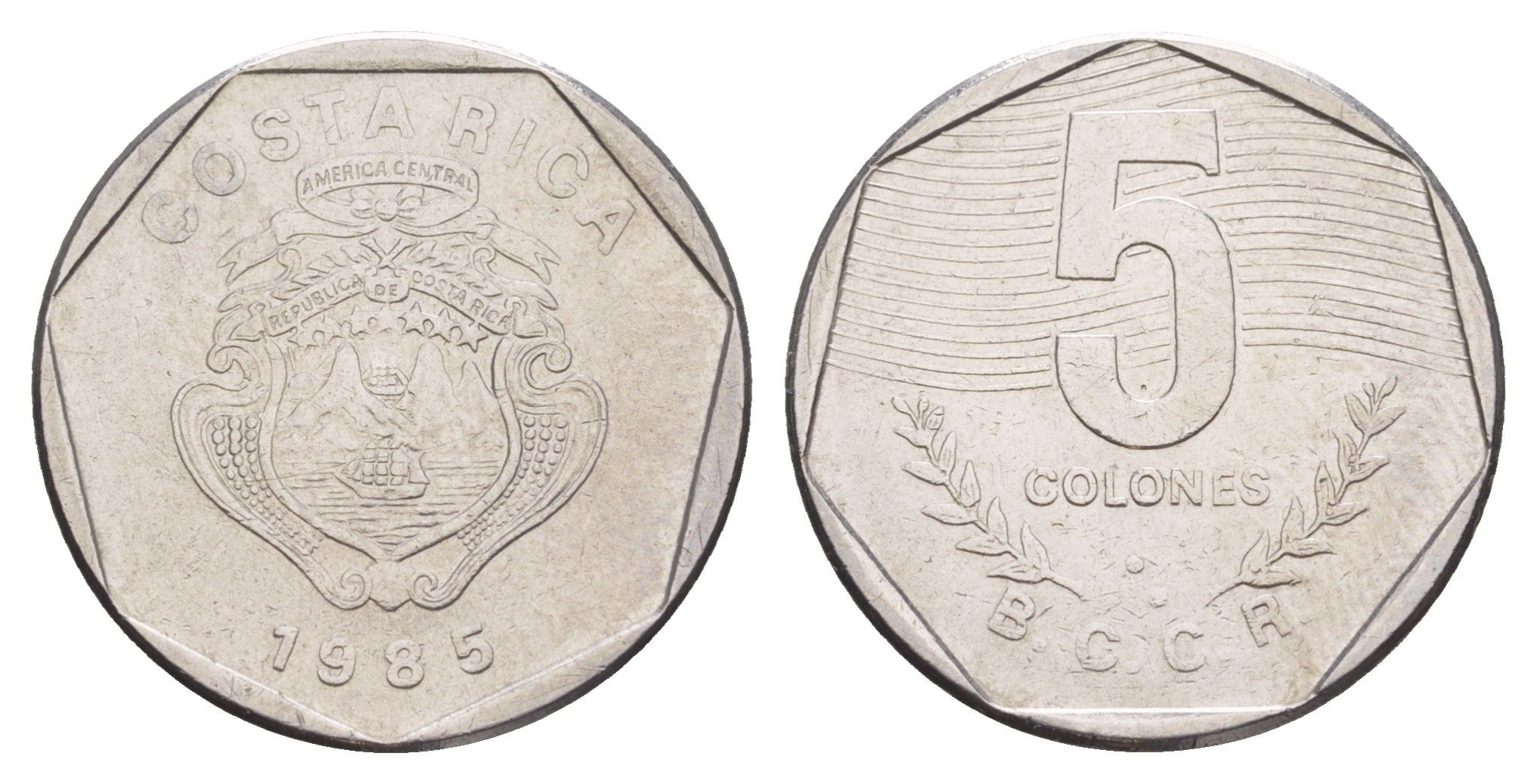 Коста-Рика 5 колонов 1985 KM 214.2 нержавеющая сталь UNC 4642-853