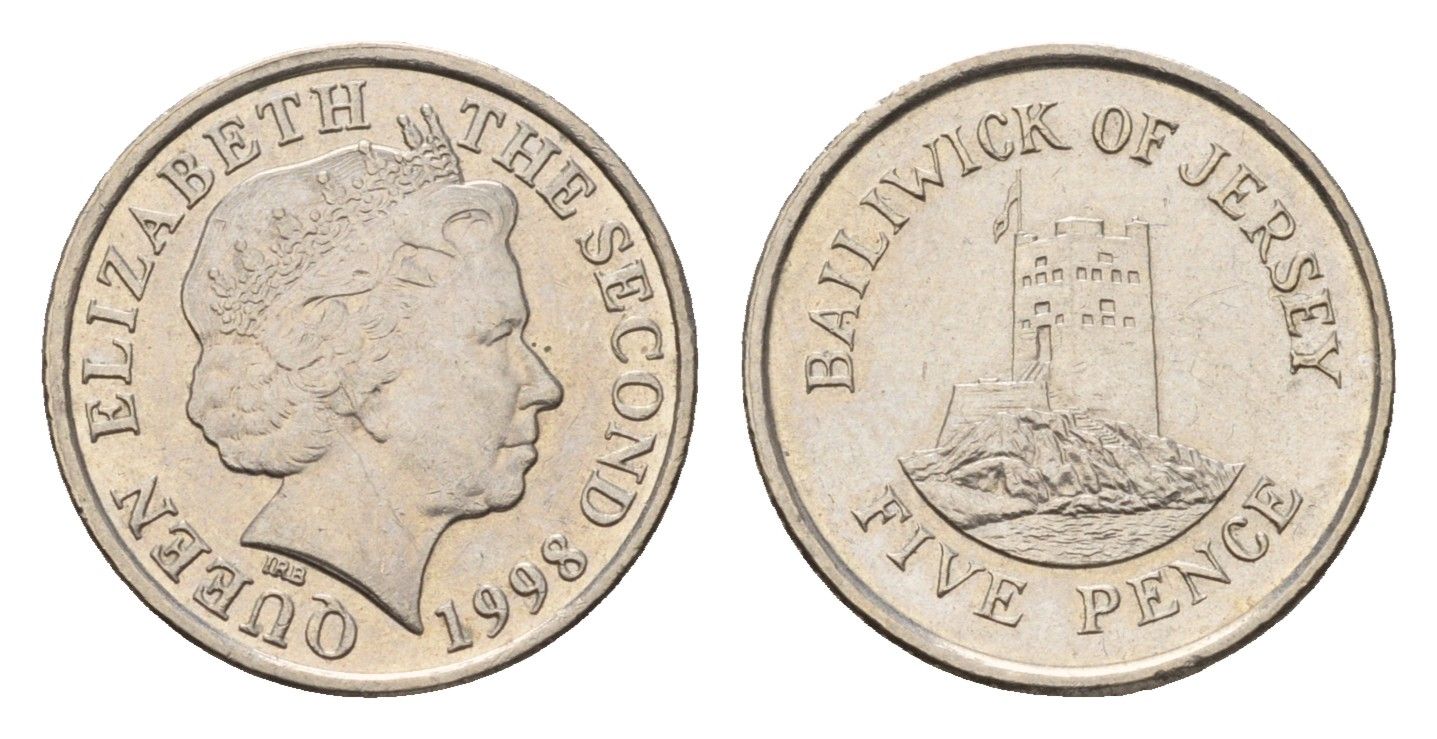 Джерси 5 пенсов 1998 башня Сеймур, Елизавета II (1952-2022) KM 105 медно-никель aUNC 4647-739
