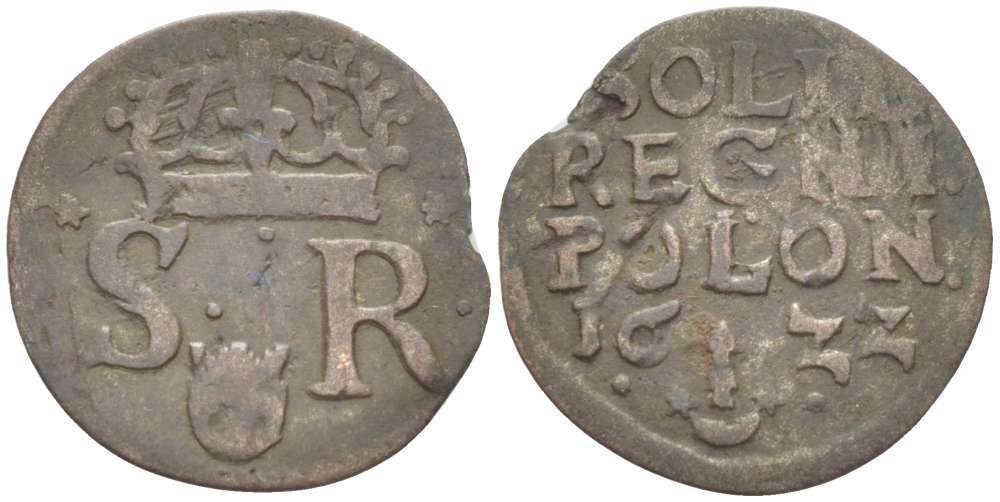 Польша 1 шиллинг (шеляг) 1622 Сигизмунд III (1587-1632), вес 0,48 гр., САС KM 25 серебро 1517-112