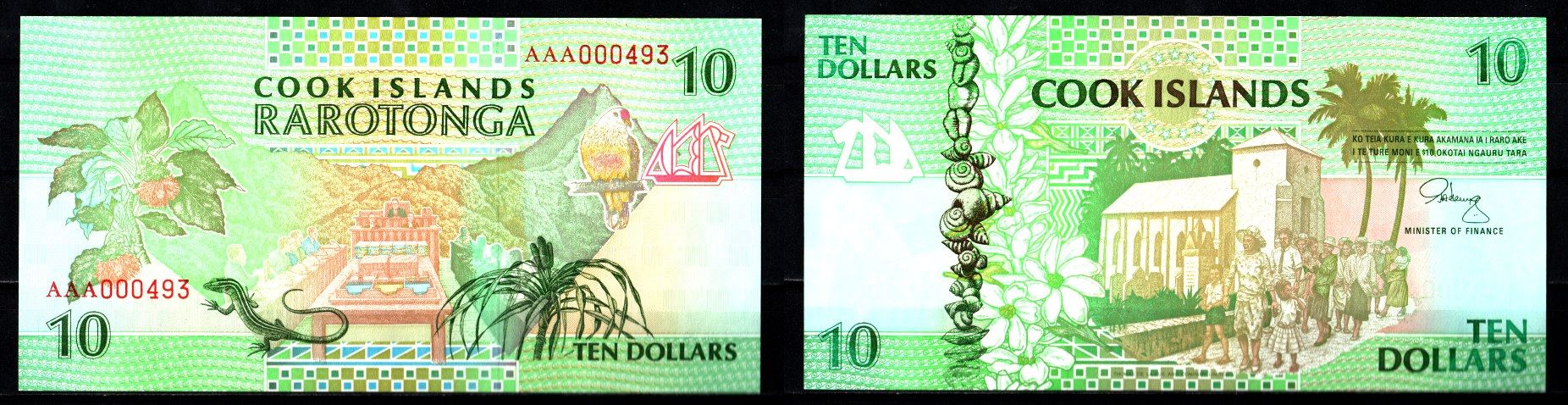 Острова Кука 10 долларов 1992 Pick 8 бумага UNC (пресс) 8608-30-3-2