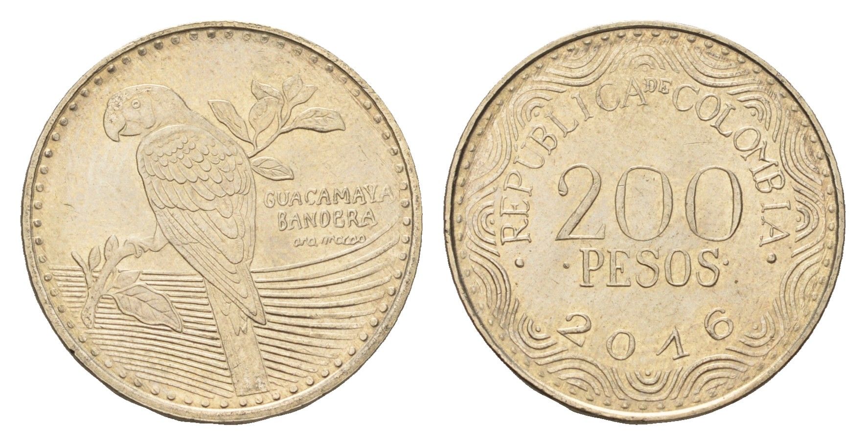 Колумбия 200 песо 2016 KM 297 медь цинк никель UNC 4686-453