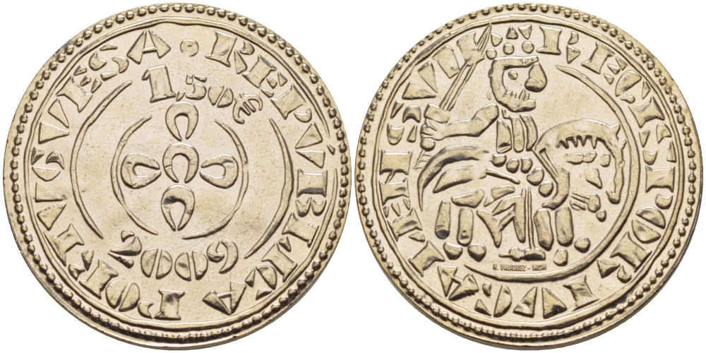 ПОРТУГАЛИЯ 1 1/2 ЕВРО 2009 МОНЕТА МОРАБИТИНО KM 789 медно-никель UNC 4512-642