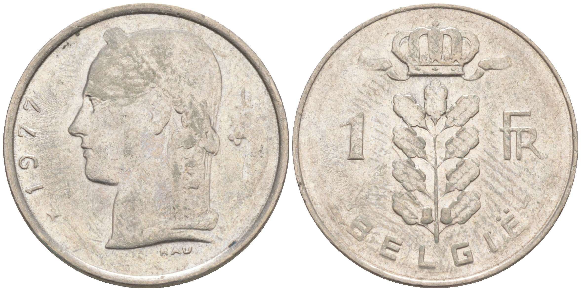 БЕЛЬГИЯ 1 ФРАНК 1977 BELGIE KM 143.1 медно-никель 187-929