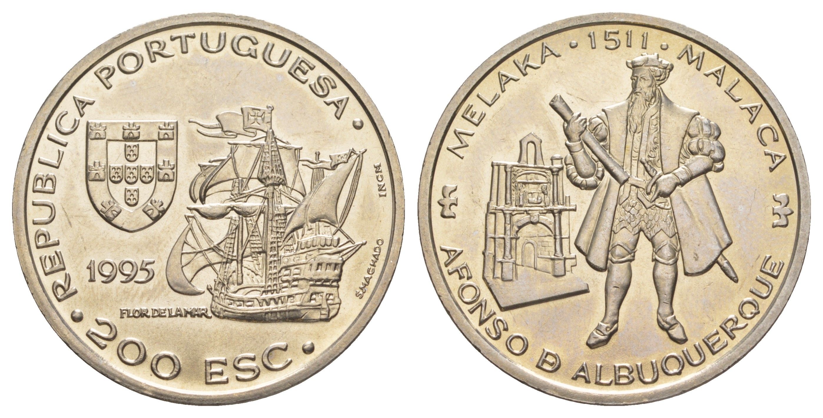 Португалия 200 эскудо 1995 480 лет со дня смерти Афонсу де Албукерки KM 681 медно-никель UNC 1101-3-34