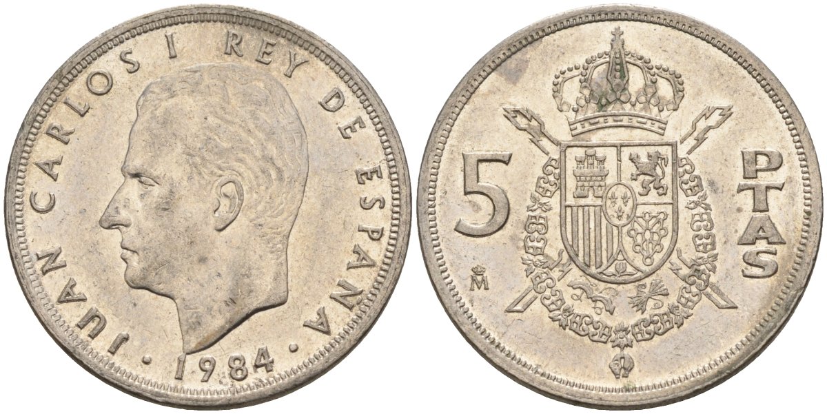 Испания 5 песет 1984 Хуан Карлос I (1975 - 2014) KM 823 медно-никель 4155-737