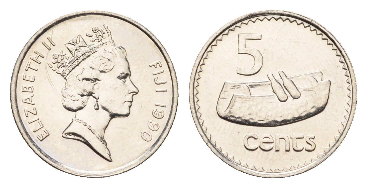 Фиджи 5 центов 1990 KM 51a сталь плакированная никелем UNC 4697-724