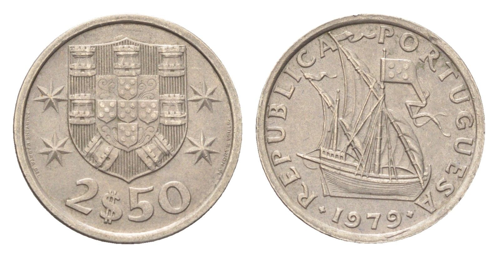 Португалия 2,5 эскудо 1979 KM 590 медно-никель 4705-622