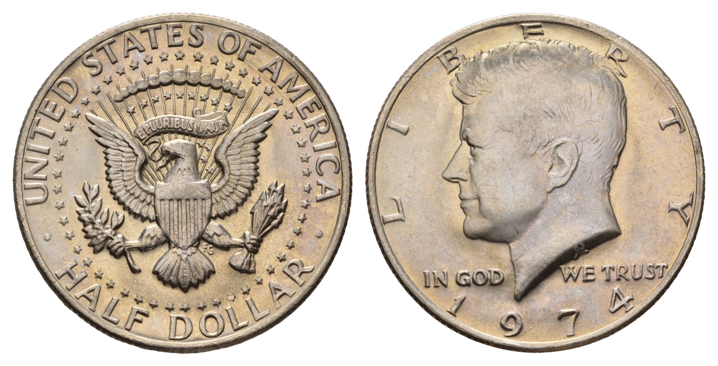 США 1/2 доллара (50 центов) 1974 Джон Кеннеди KM 202b медь плакированная медно-никелем UNC 4672-534