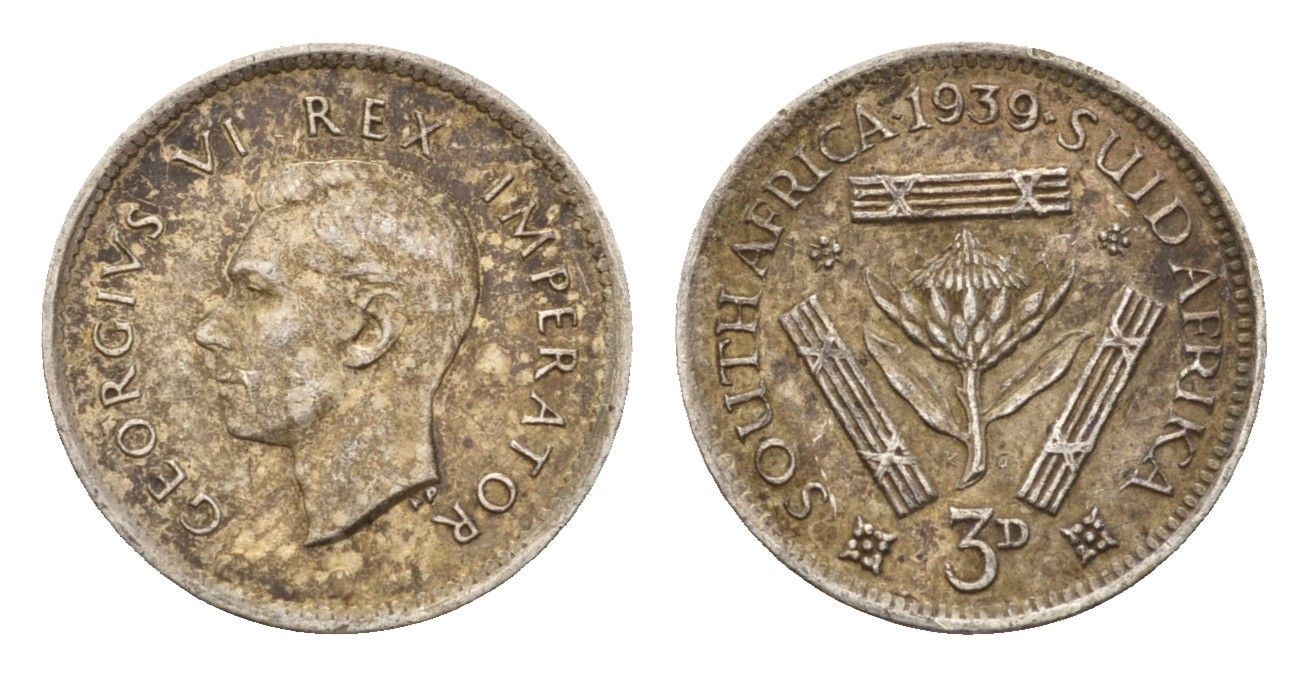 ЮАР 3 пенса 1939 Георг VI (1936-1952) KM 26 серебро 4564-612