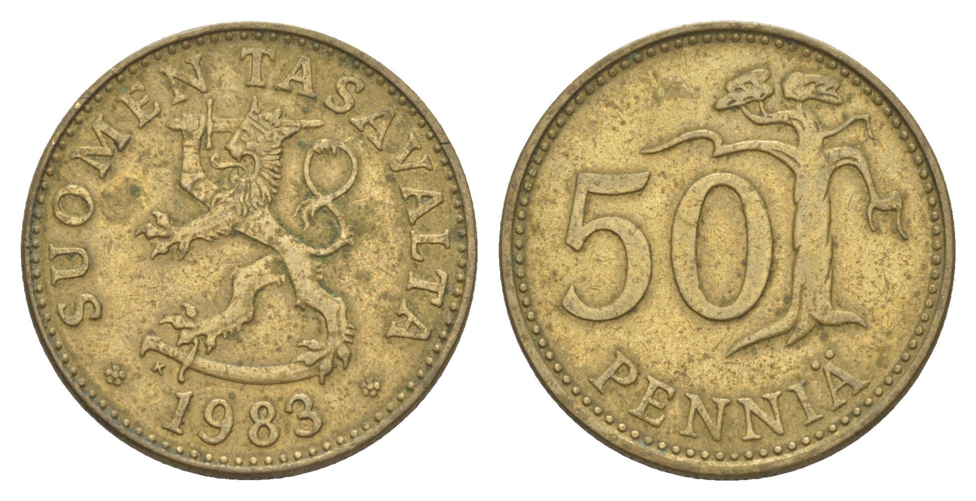 Финляндия 50 пенни 1983 KM 48 алюминиевая бронза 4648-516