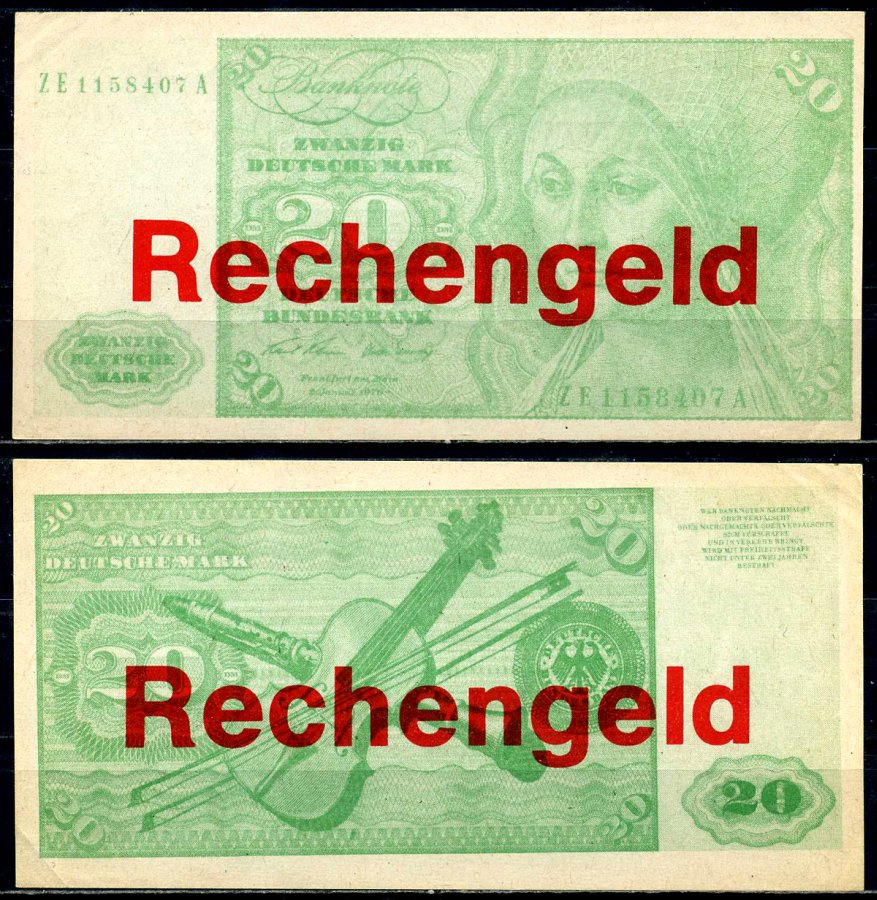 ФРГ 20 марок ND Rechengeld, игровые деньги бумага 6301-4-2-2