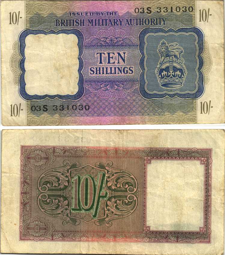 АНГЛИЯ 10 ШИЛЛИНГОВ 1943 ВОЕННЫЙ ВЫПУСК Pick M5 бумага VF-XF 7207-17-2