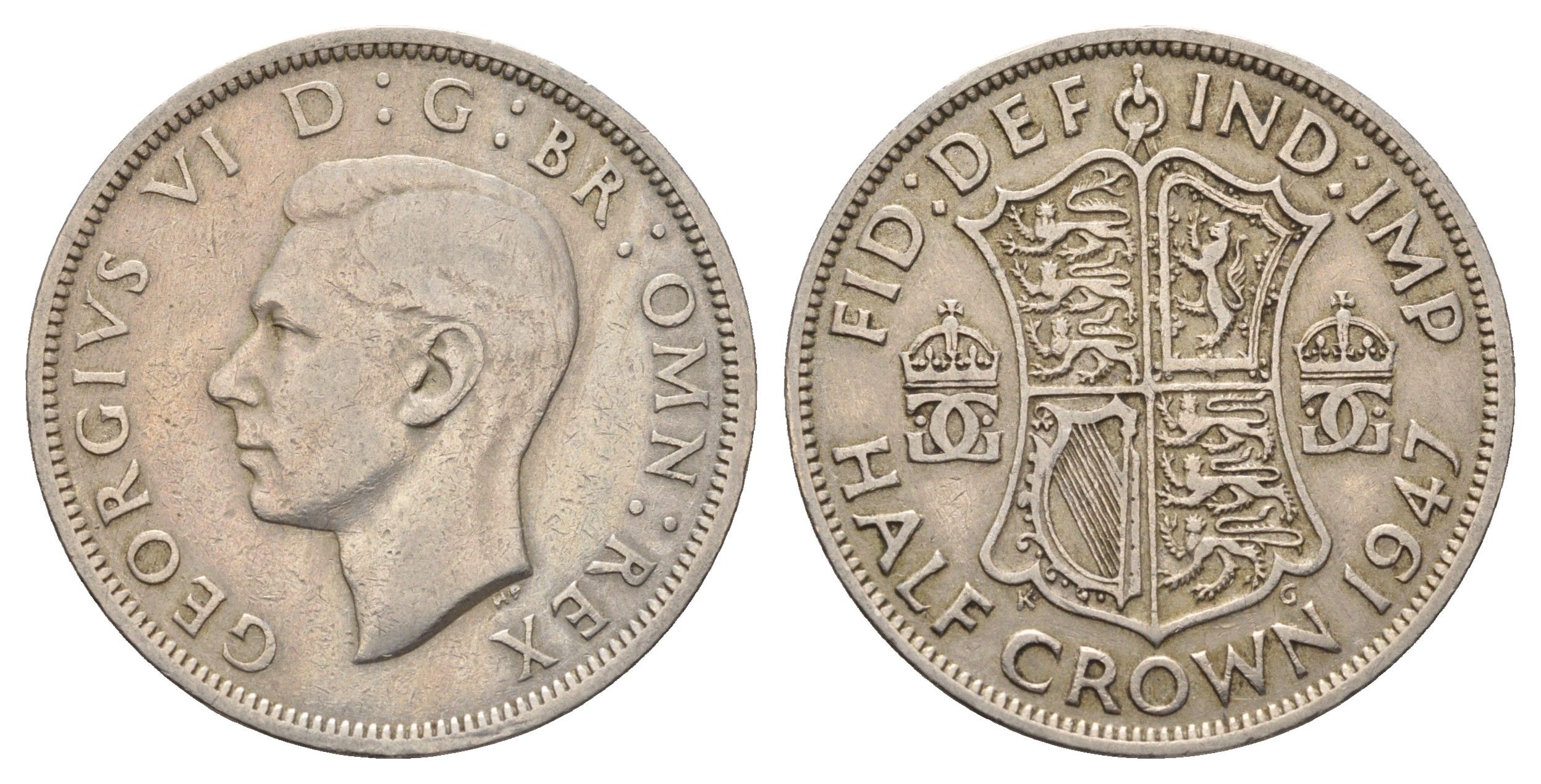 Великобритания 1/2 кроны 1947 Георг VI (1936-1952) KM 866, Spink 4101 медно-никель 4692-632