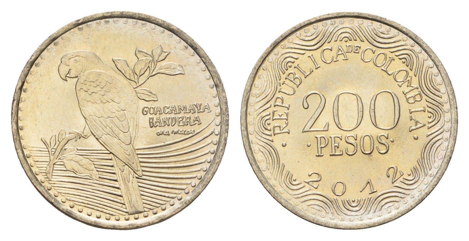 Колумбия 200 песо 2016 KM 297 медь цинк никель UNC 4686-443