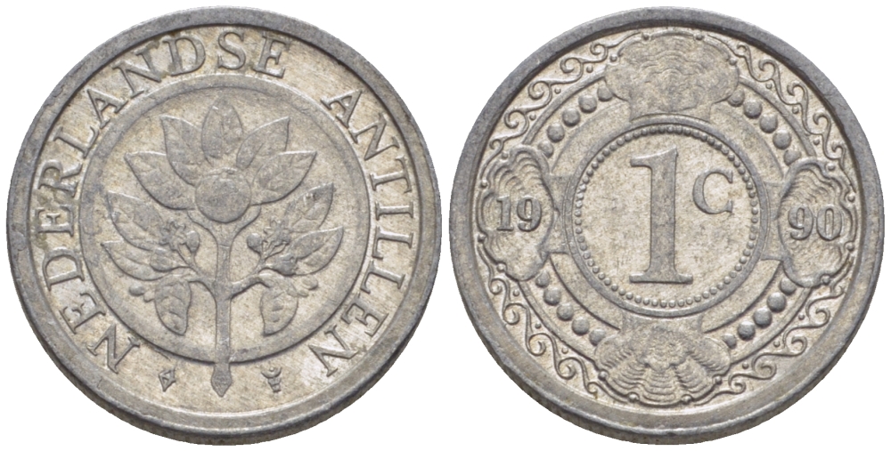 Нидерландские Антилы 1 цент 1990 Беатрикс (1980-2013) KM 32 алюминий 66-954
