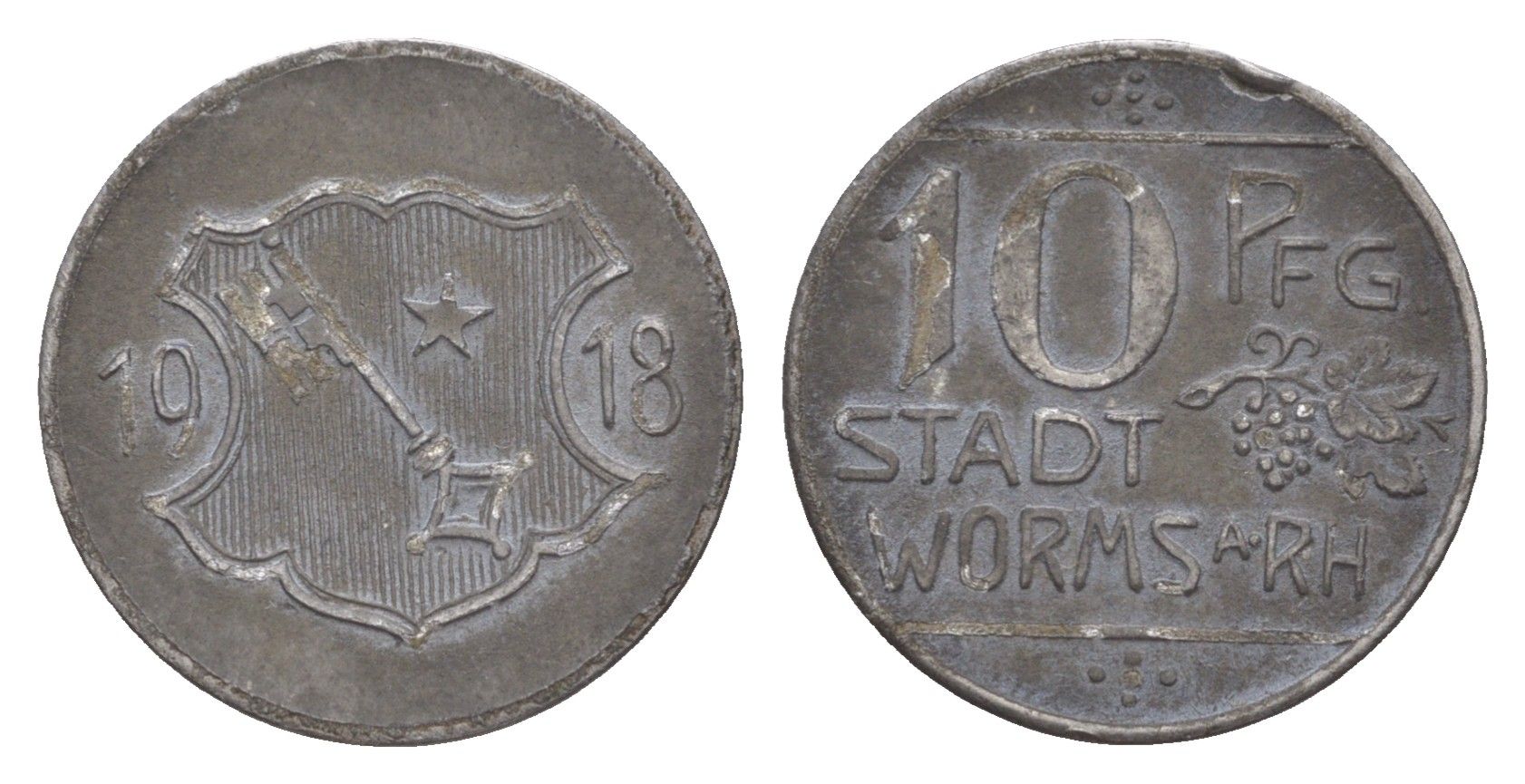 Вормс 10 пфеннигов 1918 Funck 613.2A, Men05 27640.2, Men18 34694.2 железо 4636-742