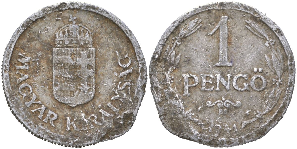 Венгрия 1 пенге 1941 BP KM 521 алюминий 4163-915